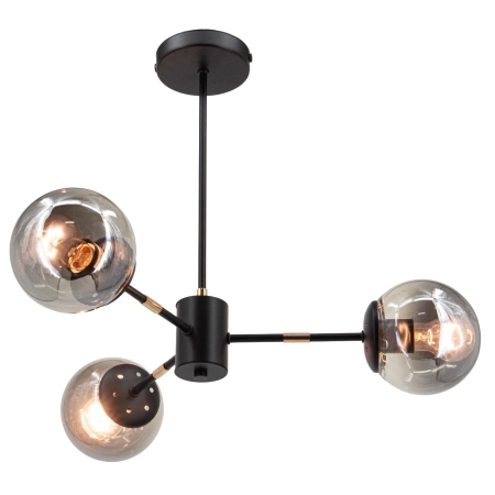 Lampa wisząca czarno-złota 3-punktowa 8044/3A ze szklanymi kloszami - Lampy Elem